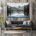 Mountain Lake Wall Art – Calm in Our Chaos Canvas Gift for Dad