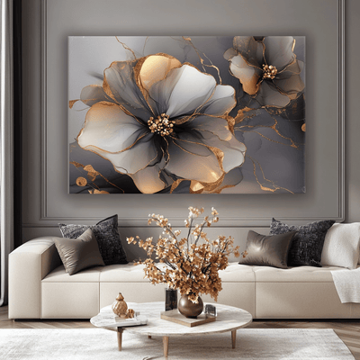 Nature Wall Art: Golden Blooms V7 - Sense for Decor