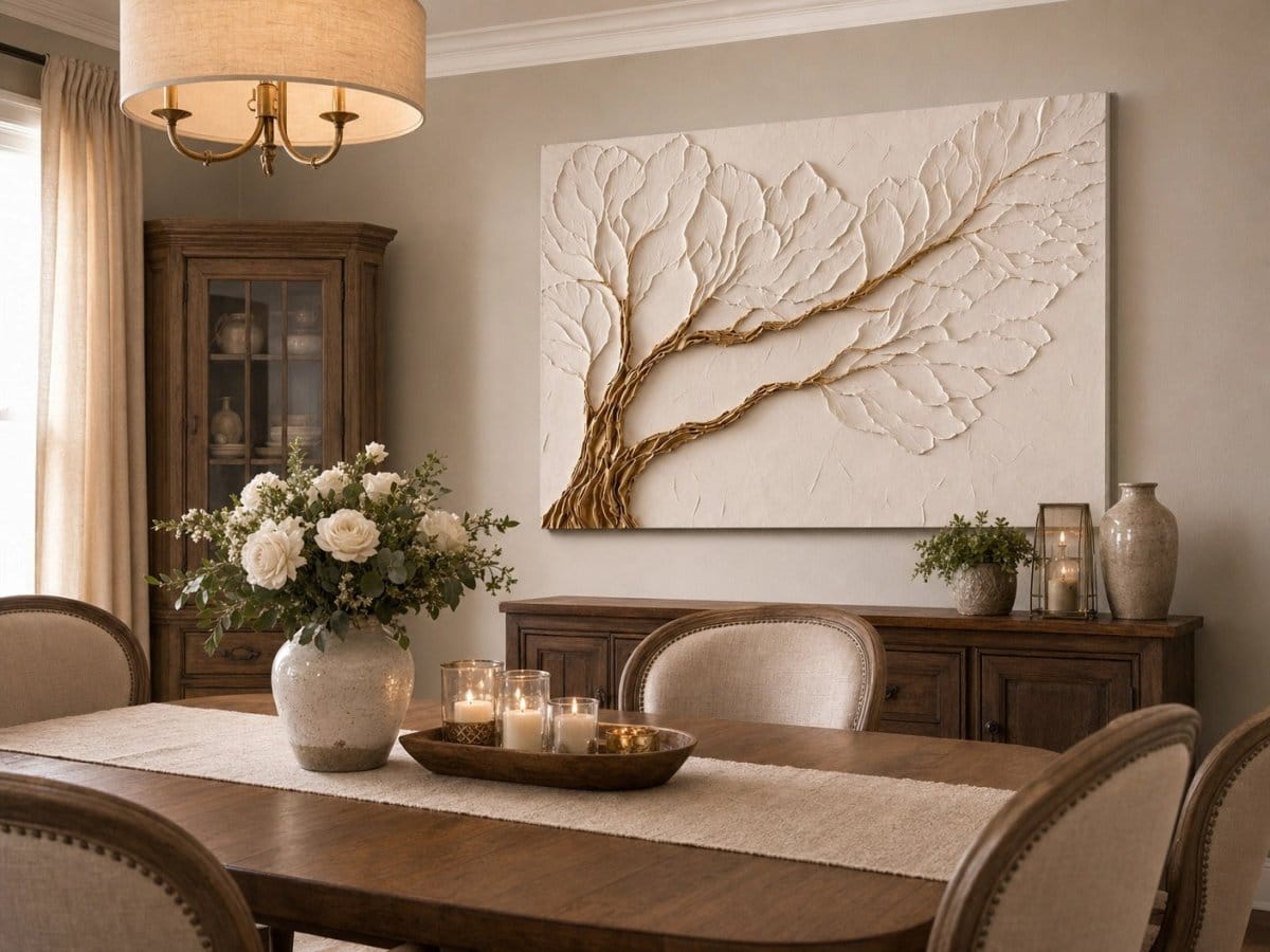 Neutral Bedroom Wall Art – Large Branch Canvas for Above Bed Decor | Modern Minimalist Wall Art - Sense for Decor