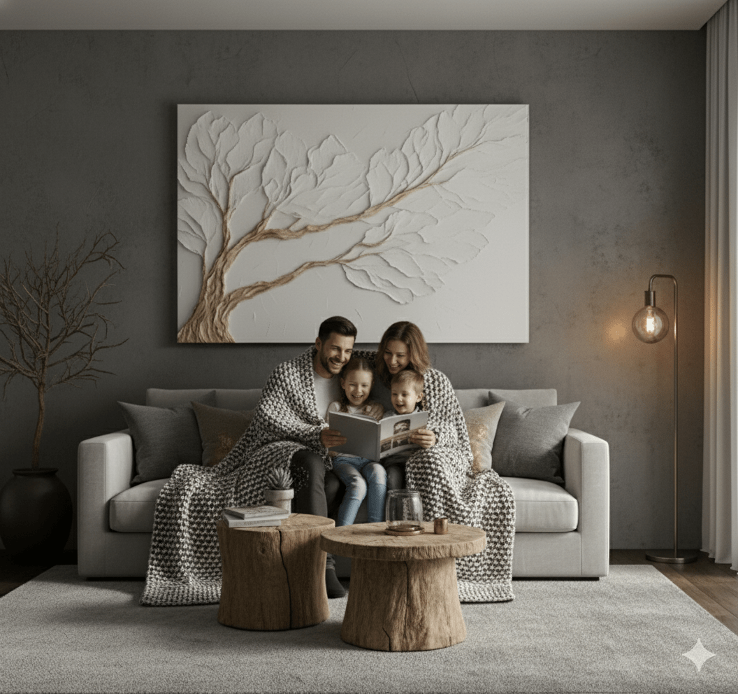 Neutral Bedroom Wall Art – Large Branch Canvas for Above Bed Decor | Modern Minimalist Wall Art - Sense for Decor