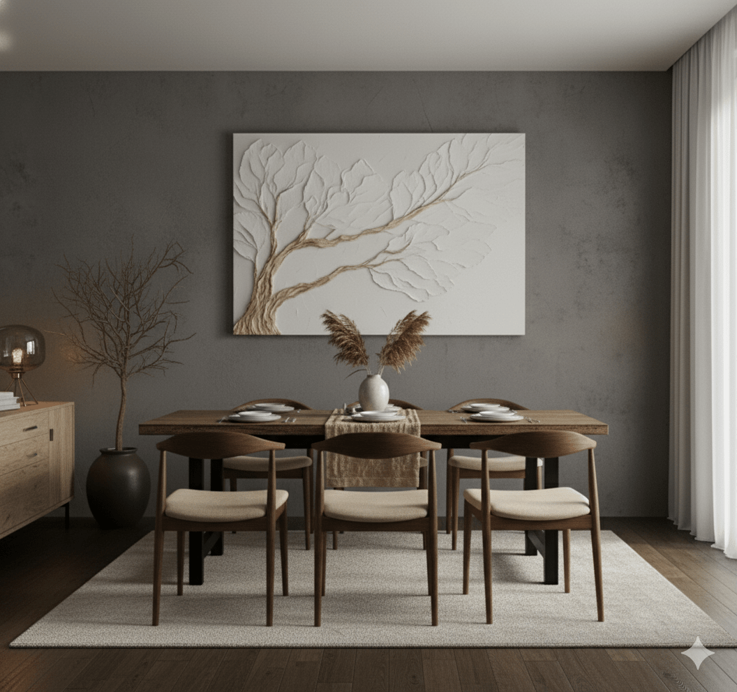 Neutral Bedroom Wall Art – Large Branch Canvas for Above Bed Decor | Modern Minimalist Wall Art - Sense for Decor