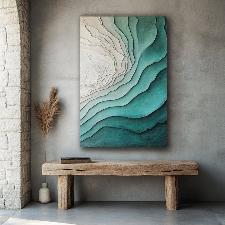 Ocean Depths Abstract V2 - Modern Teal & Gray Wall Art for Elegant Spaces - Sense for Decor
