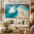 Ocean Wall Art | Turquoise Beach Canvas | Hand-Embellished Coastal Painting | Large Aerial Seascape Statement Piece