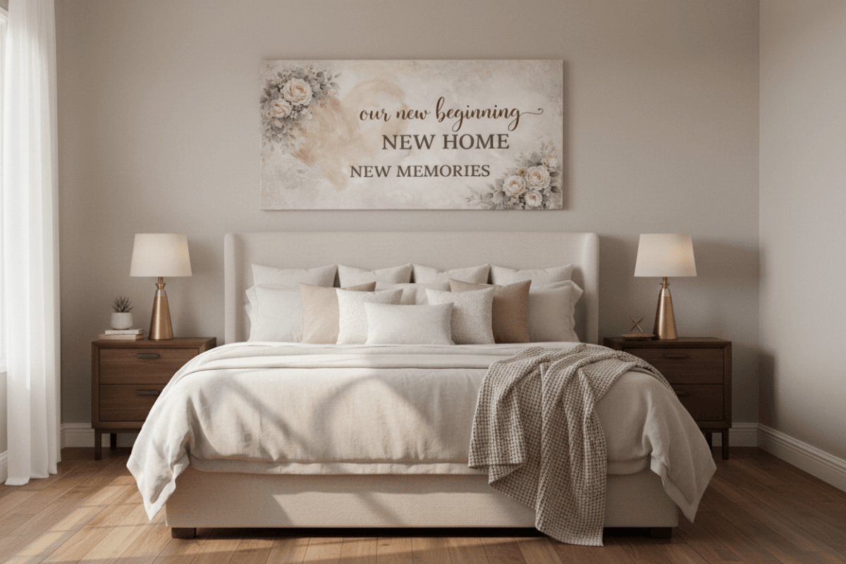 Our New Beginning New Home Wall Art - Large Floral Heart Canvas for Living Room - Sense for Decor