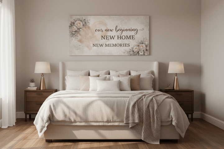 Our New Beginning New Home Wall Art - Large Floral Heart Canvas for Living Room - Sense for Decor