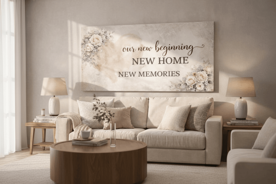 Our New Beginning New Home Wall Art - Large Floral Heart Canvas for Living Room - Sense for Decor