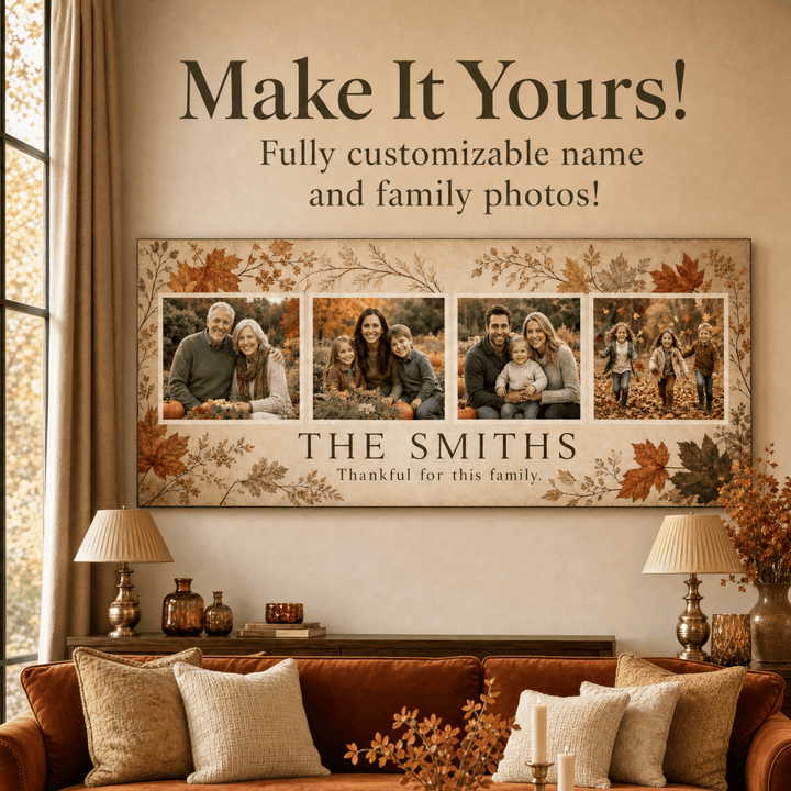 Personalized Family Tree Canvas — Four Photos & Your Family Name - Sense for Decor