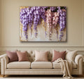 Purple & Blush Wisteria Wall Art Flat Floral Canvas Print with Gold Accents