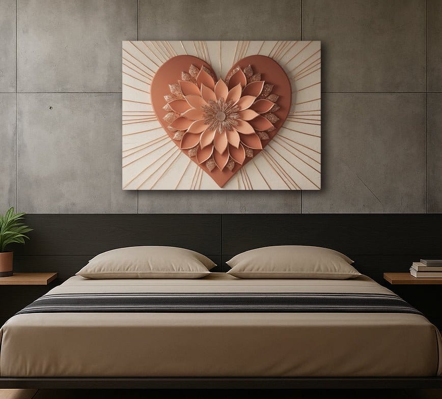 Radiant Bloom Heart Illusion Style Canvas Print - Sense for Decor