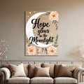 Radiant Faith Under the Night Sky – Christian Moon & Floral Canvas Art