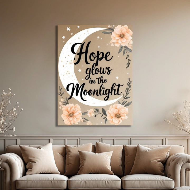 Radiant Faith Under the Night Sky – Christian Moon & Floral Canvas Art - Sense for Decor
