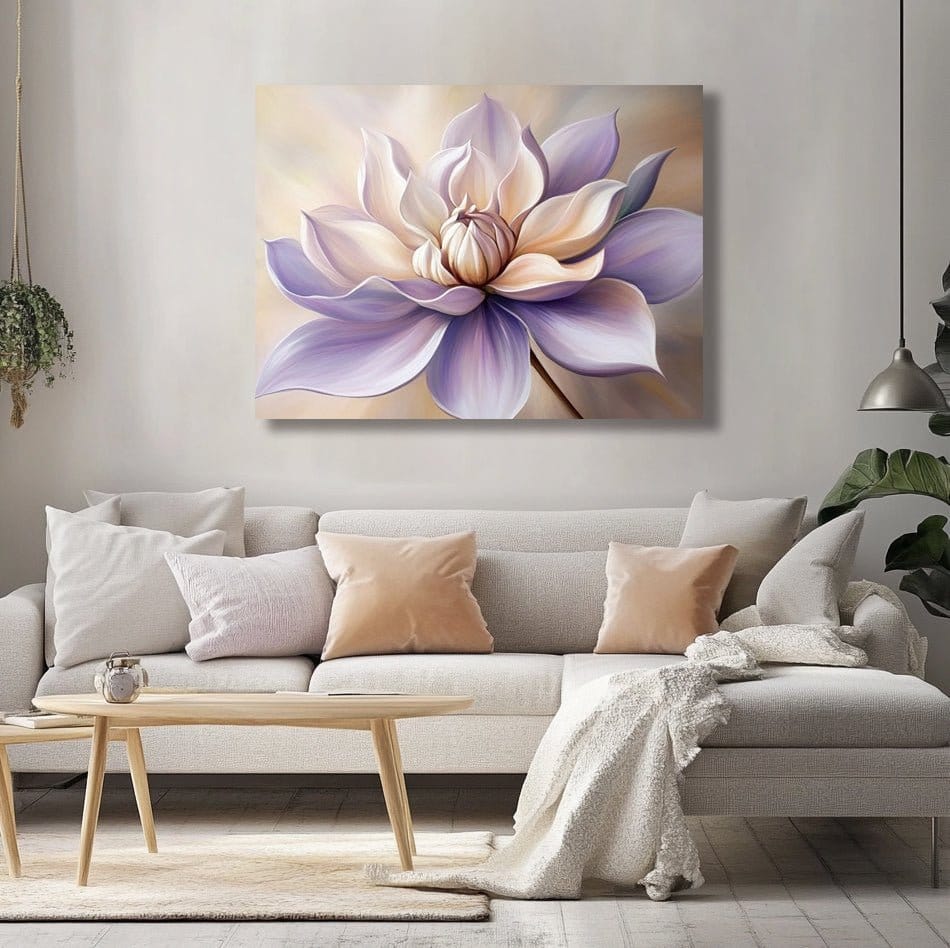 Radiant Lotus Bloom – Tranquil Floral Canvas Art - Sense for Decor