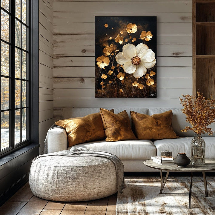 Radiant Meadow Wall Art – Warm Rustic Floral Canvas for Cozy Living Room Decor - Sense for Decor