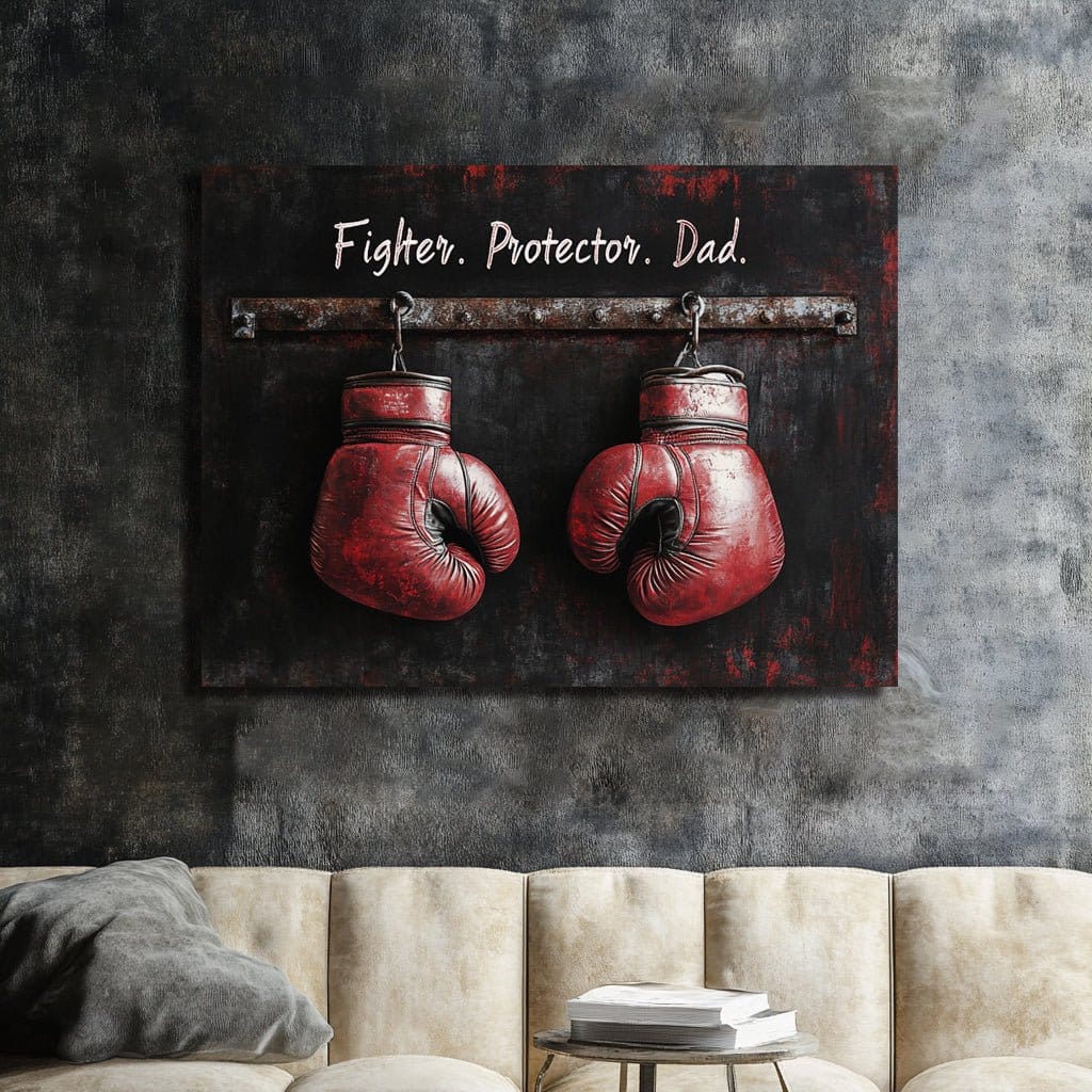 Red Boxing Gloves Wall Art – Bold Inspirational Canvas Gift for Dads - Sense for Decor