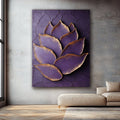 Regal Bloom - Luxurious Gold & Deep Purple Lotus Wall Art