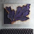 Regal Violet Harmony - Elegant Gold & Purple Leaf Wall Art