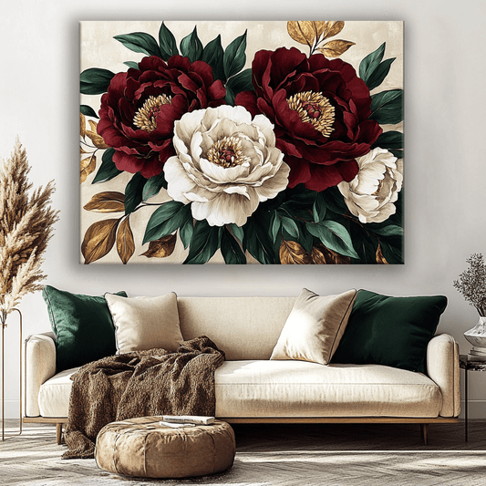 Romantic Flower Wall Art – Oversized Canvas for Bedroom and Living Room Decor - Sense for Decor
