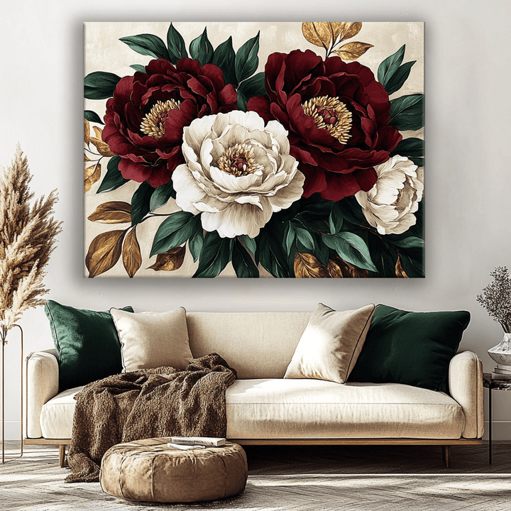 Romantic Flower Wall Art – Oversized Canvas for Bedroom and Living Room Decor - Sense for Decor