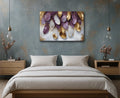 Royal Feather Cascade Canvas Print Purple & Gold Boho Wall Art