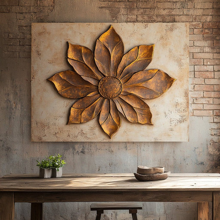 Rustic Bloom V2 - Vintage Metal - Inspired Floral Wall Art - Sense for Decor