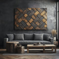 Rustic Grid – Woven Wood-Inspired Wall Art Canvas