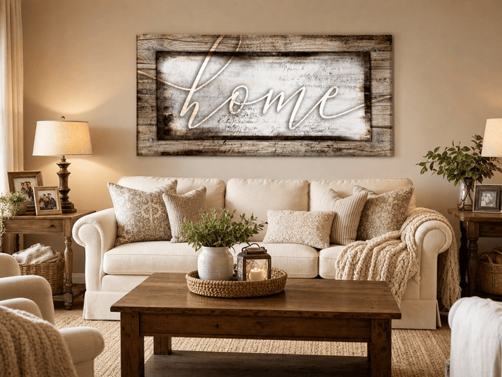 Rustic Home Canvas – Farmhouse Style Wall Decor for Living Room and Kitchen - Sense for Decor