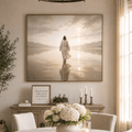 “He Walks With Me” Christian Wall Art – Jesus Walking on Water Canvas