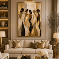 Sisterhood — Modern Gold & Ivory Figurative Gold Framed Wall Art