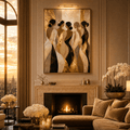 Sisterhood — Modern Gold & Ivory Figurative Gold Framed Wall Art