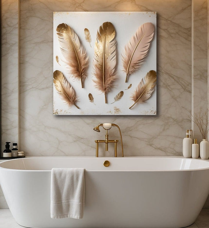 Soft Echoes Feather Canvas Wall Print, Illusion Design) - Sense for Decor