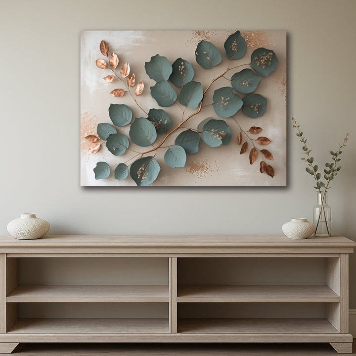 Teal Harmony Branch Botanical Canvas Wall Art - Sense for Decor