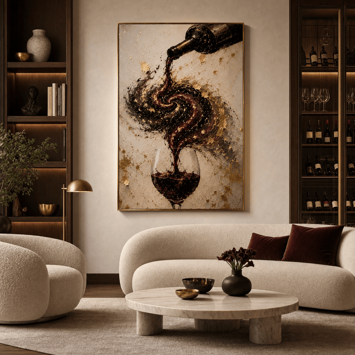 The Last Pour — Modern Wine & Gold Statement Canvas | Surreal Luxury Wall Art - Sense for Decor