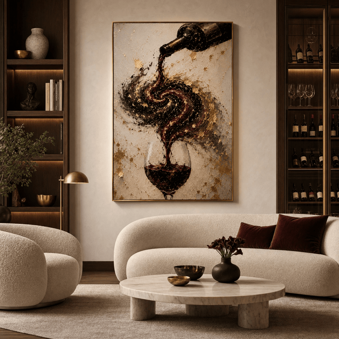 The Last Pour — Modern Wine & Gold Statement Canvas | Surreal Luxury Wall Art - Sense for Decor