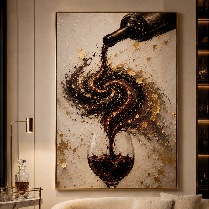 The Last Pour — Modern Wine & Gold Statement Canvas | Surreal Luxury Wall Art - Sense for Decor