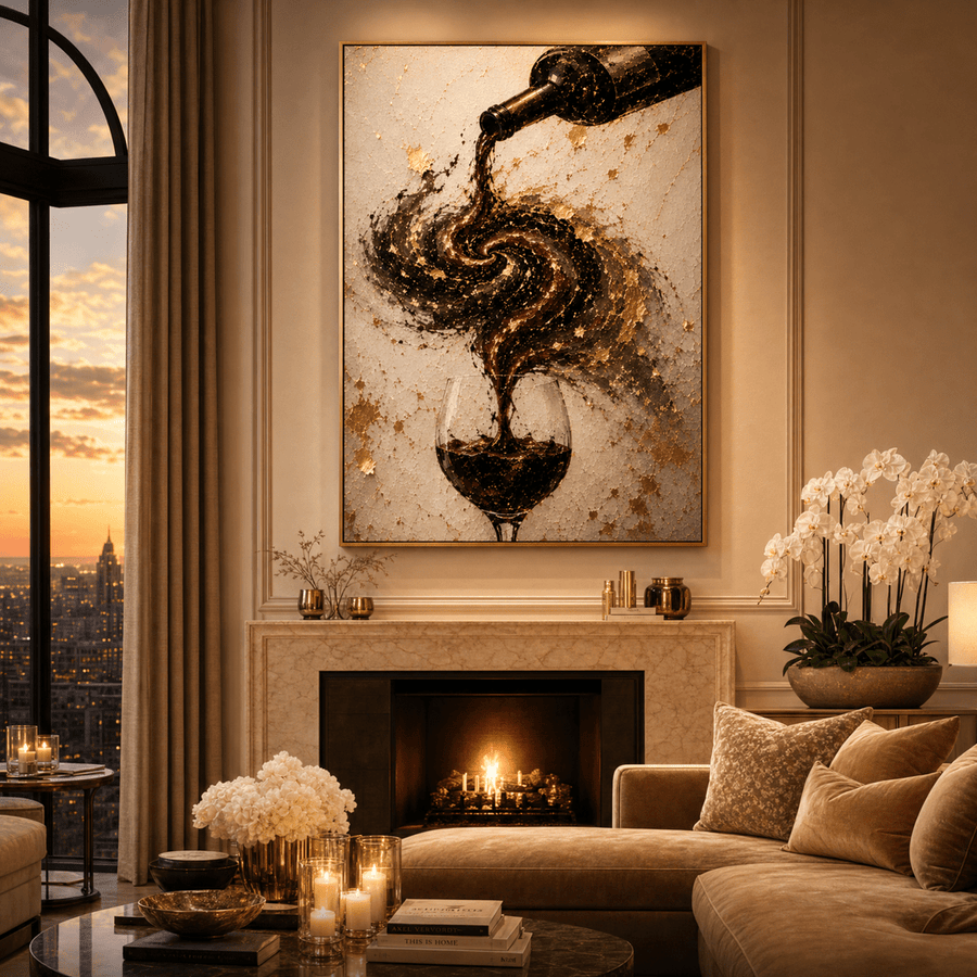 The Last Pour — Modern Wine & Gold Statement Canvas | Surreal Luxury Wall Art - Sense for Decor
