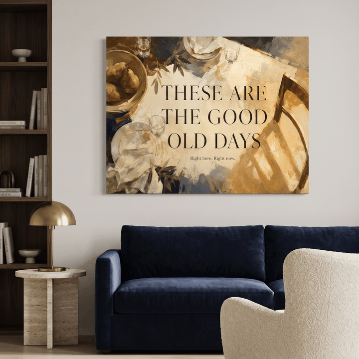 These Are The Good Old Days Wall Art – Modern Painterly Still Life Canvas in Warm Gold & Cream for Dining Room - Sense for Decor