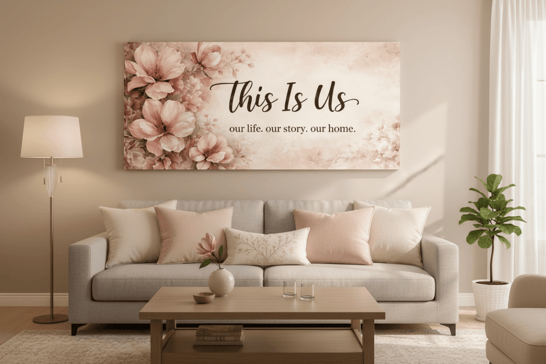 This Is Us Floral Family Canvas Wall Art | Romantic Bedroom & Living Room Decor - Sense for Decor
