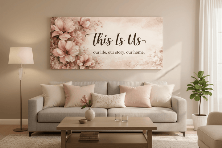 This Is Us Floral Family Canvas Wall Art | Romantic Bedroom & Living Room Decor - Sense for Decor