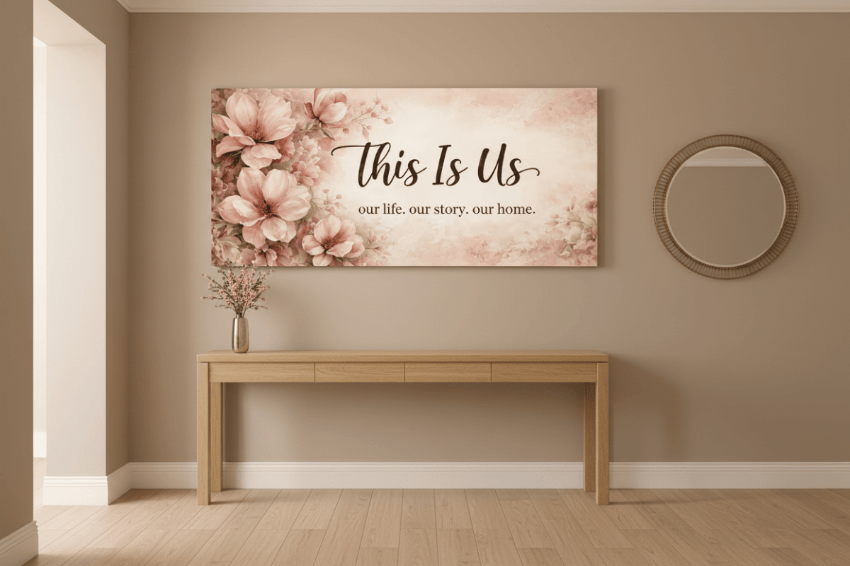 This Is Us Floral Family Canvas Wall Art | Romantic Bedroom & Living Room Decor - Sense for Decor