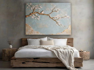 Tranquil Blossom Symphony V3 – Elegant Floral Wall Art with Gold Accents - Sense for Decor