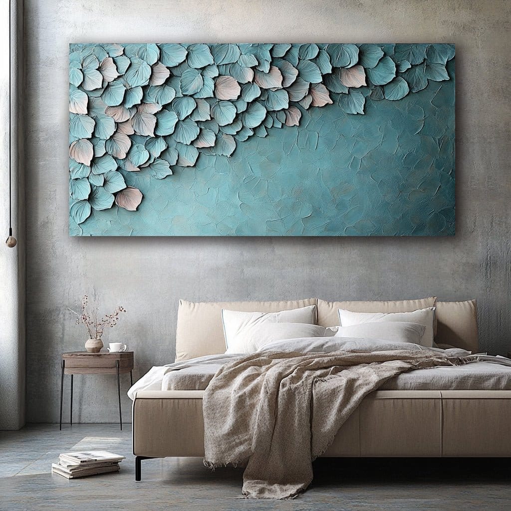 Tranquil Petals - Elegant Teal & Blush Floral Wall Art - Sense for Decor