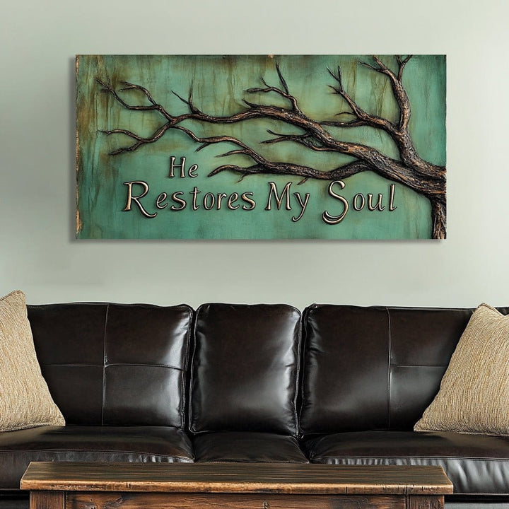 Tree of Grace – He Restores My Soul Christian Canvas Wall Art - Sense for Decor