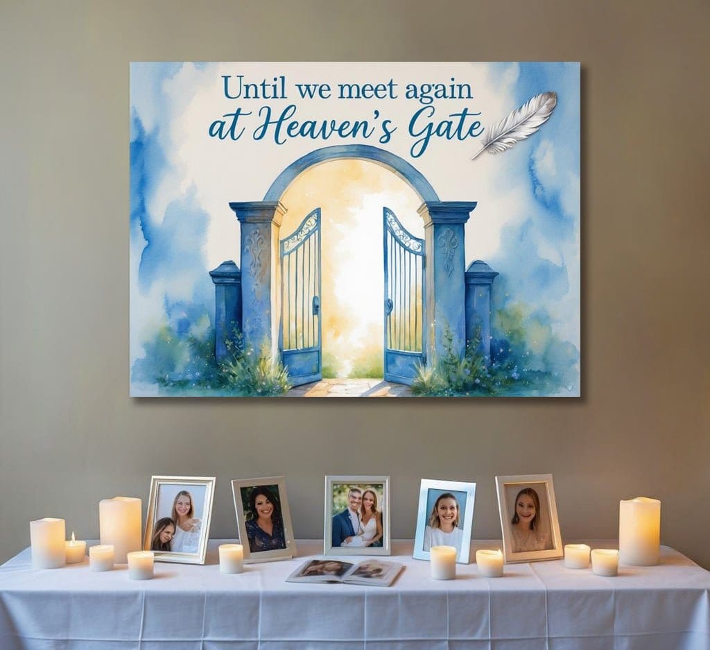 Until We Meet Again at Heaven’s Gate – Christian Memorial Wall Art Canvas - Sense for Decor