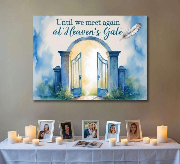 Until We Meet Again at Heaven’s Gate – Christian Memorial Wall Art Canvas - Sense for Decor