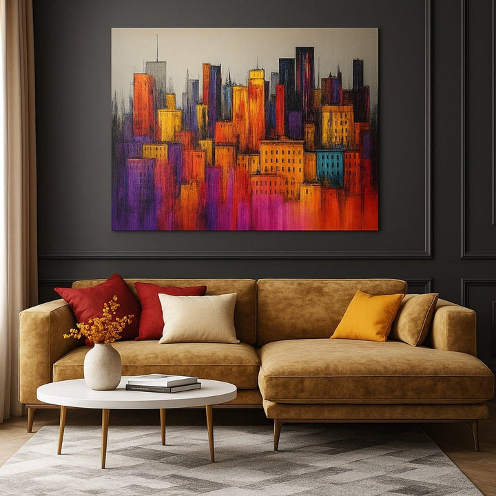 Urban Radiance – Vibrant Cityscape Canvas Wall Art - Sense for Decor