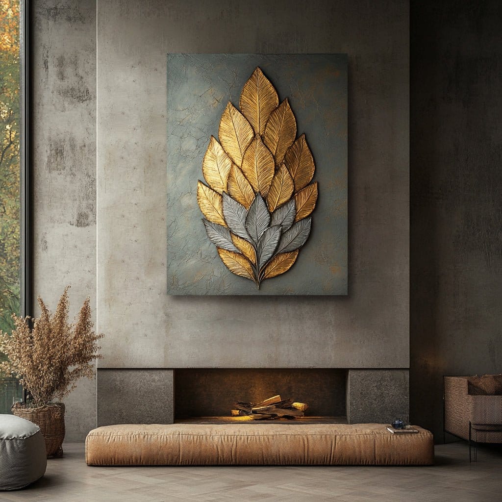 Verdant Luxe – Gold & Silver Leaf Wall Art Canvas - Sense for Decor