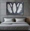 Weightless Whisper Feather Canvas Print Minimalist Monochrome Wall Art