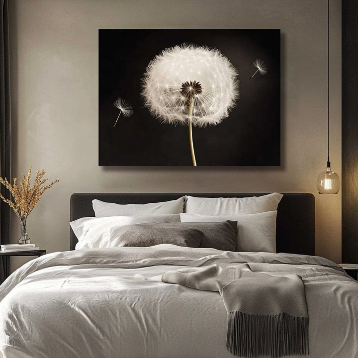 Whispered Wishes – Dandelion Wall Art Canvas in Soft Black & White - Sense for Decor