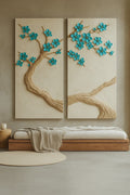 Whispering Branches Teal Wall Art Elegant Nature - Inspired Canvas Print
