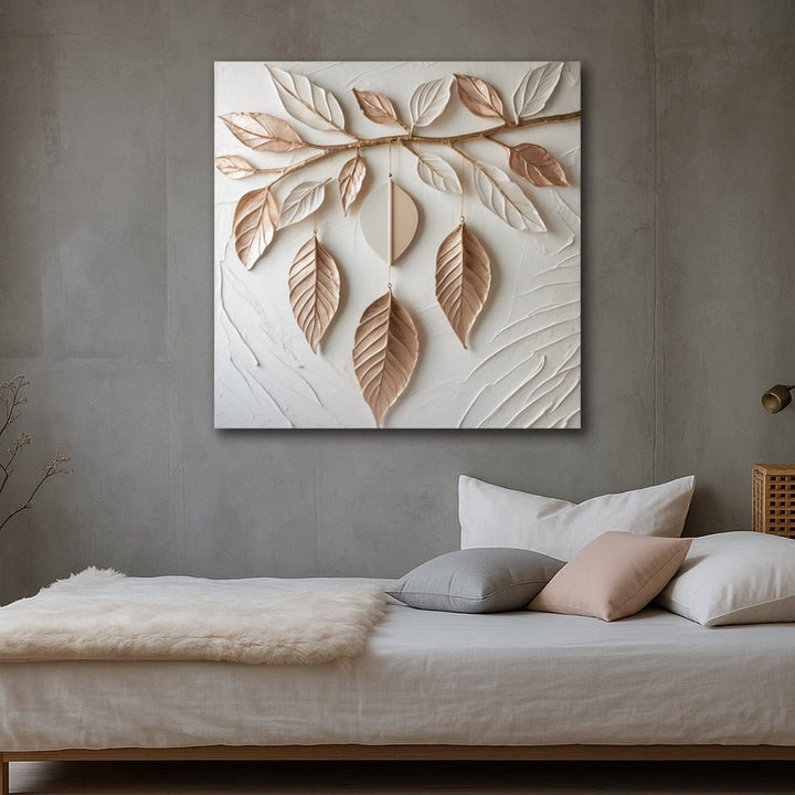 Whispers of Balance Modern Leaf Design Neutral Canvas Print - Sense for Decor